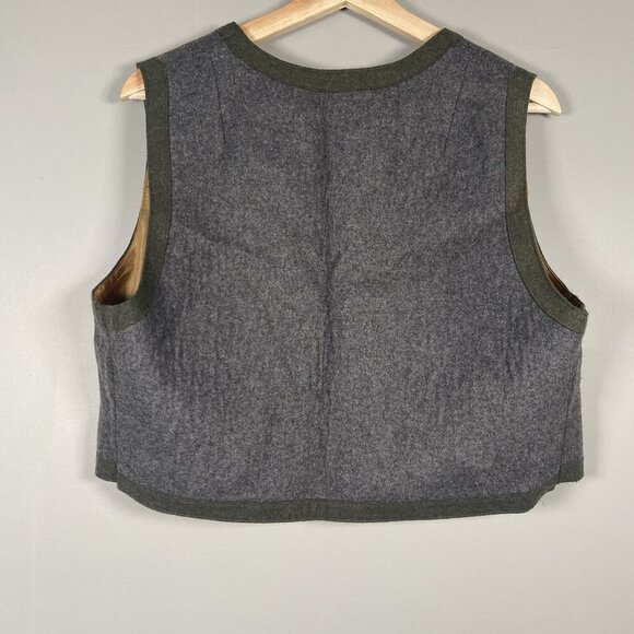 Vintage ROSE DIRNDL Gray Boiled Wool Women Austria Hunting Riding Vest Size 46 - Picture 5 of 7